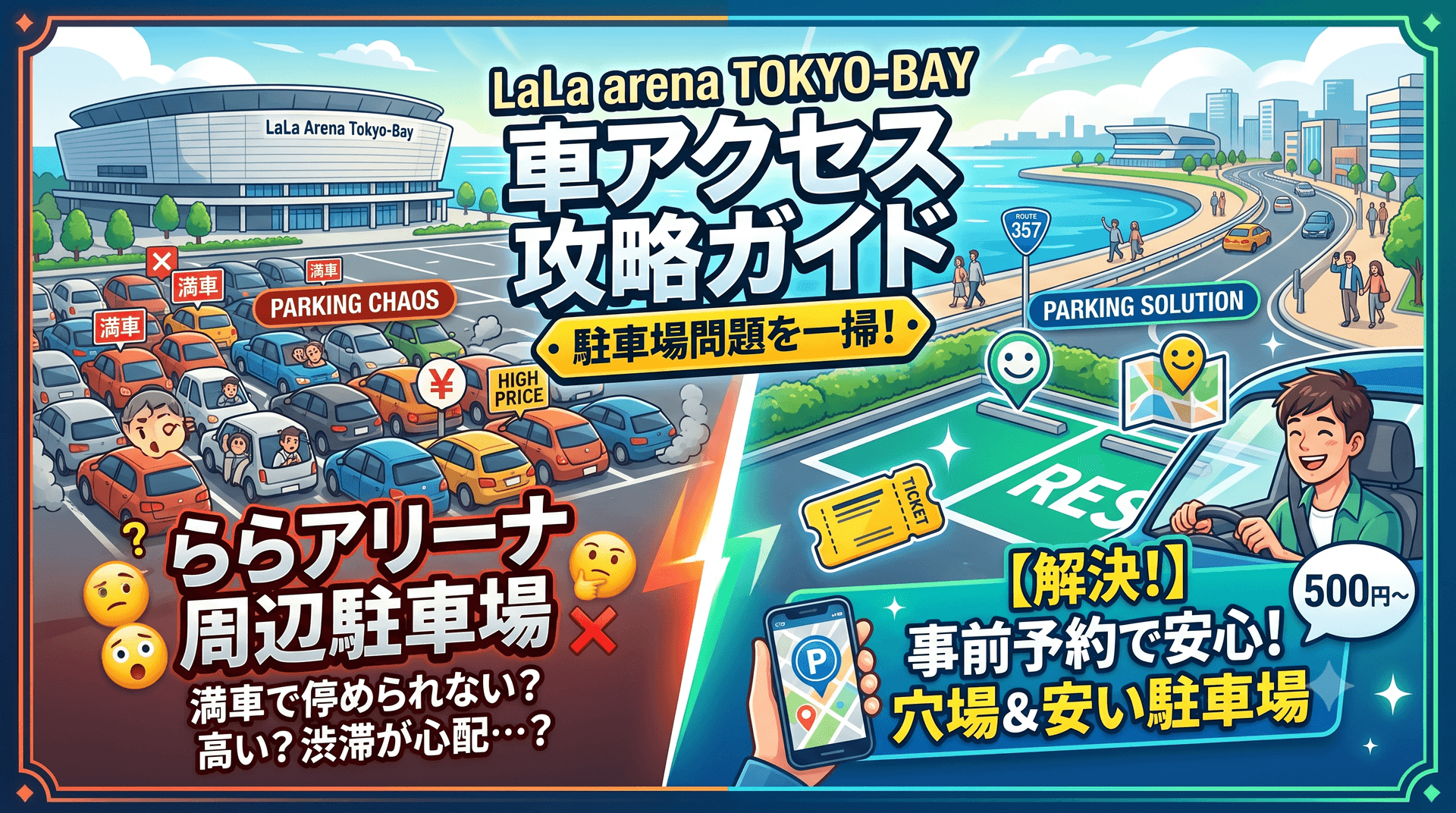【完全ガイド】LaLa arena TOKYO-BAYに駐車場はある?周辺のコインパーキングや予約アプリ・特別料金まで解説