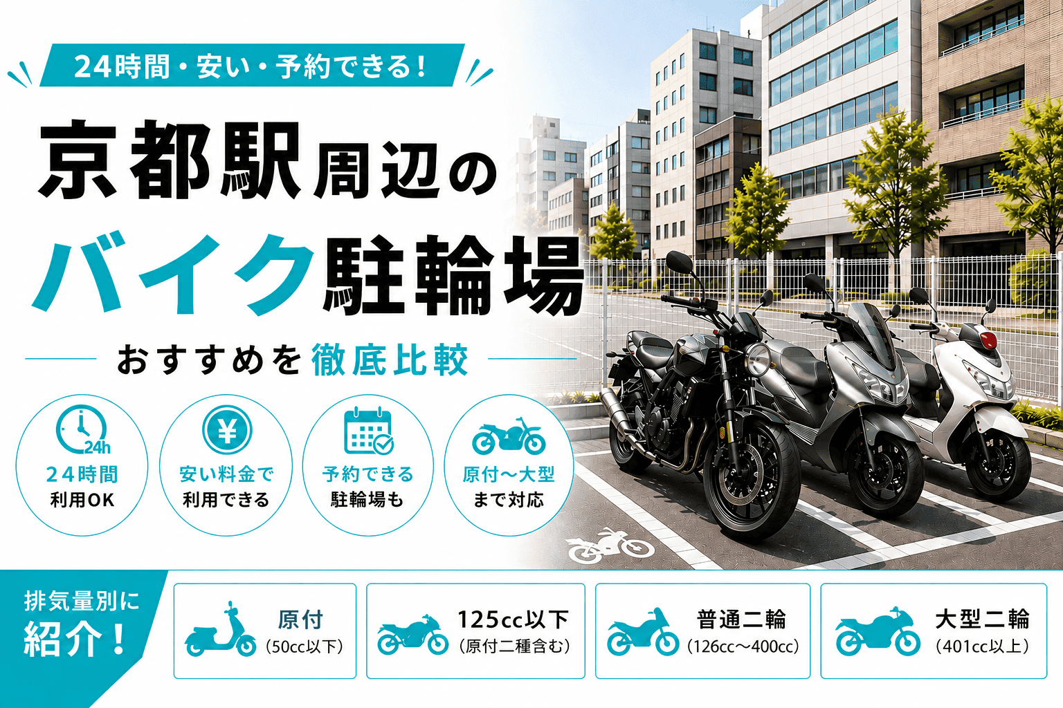 【2026年版】京都駅周辺のバイク駐輪場おすすめ6選|原付、中型、大型に分けて紹介!
